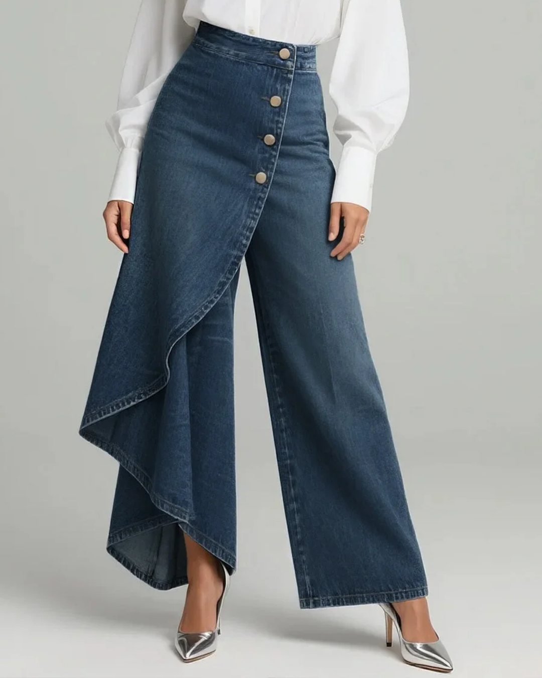 Margarete | Damen Wickelhose mit breitem Bein - Blue - Image 2