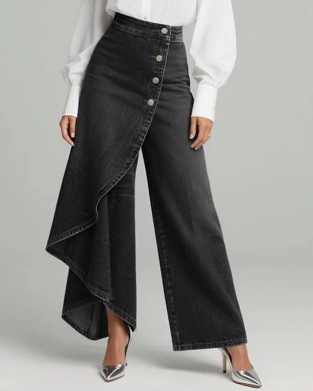 Margarete | Damen Wickelhose mit breitem Bein - Blue - Image 3