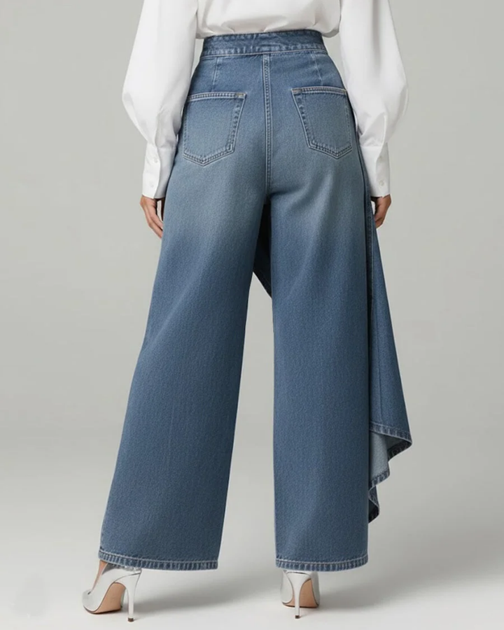 Margarete | Damen Wickelhose mit breitem Bein - Blue - Image 4