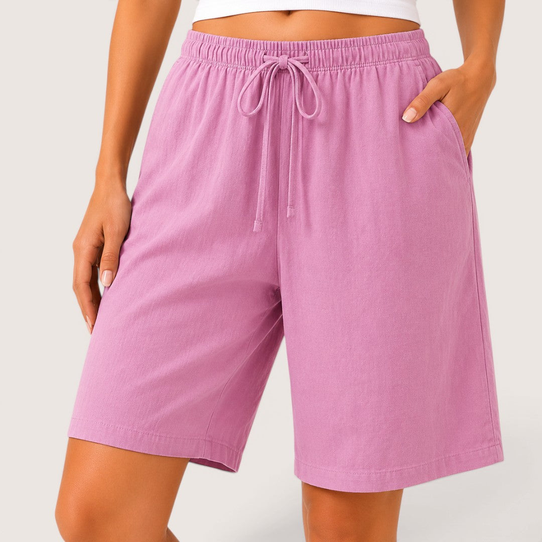 Marike | Damen Bermuda Shorts Loose Fit Tunnelzug - Black - Image 11