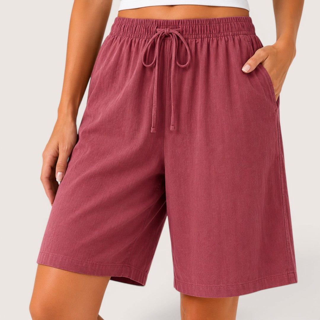 Marike | Damen Bermuda Shorts Loose Fit Tunnelzug - Black - Image 12