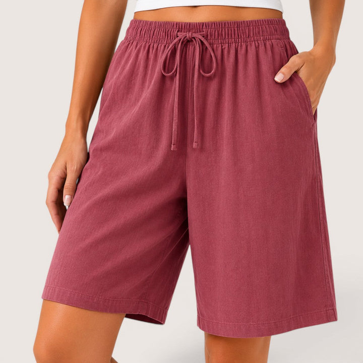 Marike | Damen Bermuda Shorts Loose Fit Tunnelzug - Black - Image 12