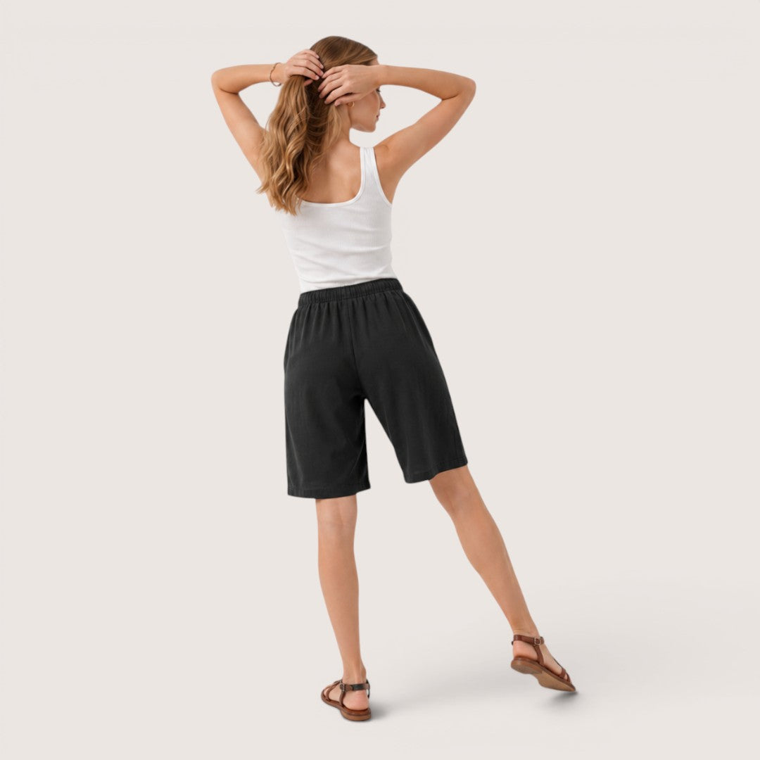 Marike | Damen Bermuda Shorts Loose Fit Tunnelzug - Black - Image 2