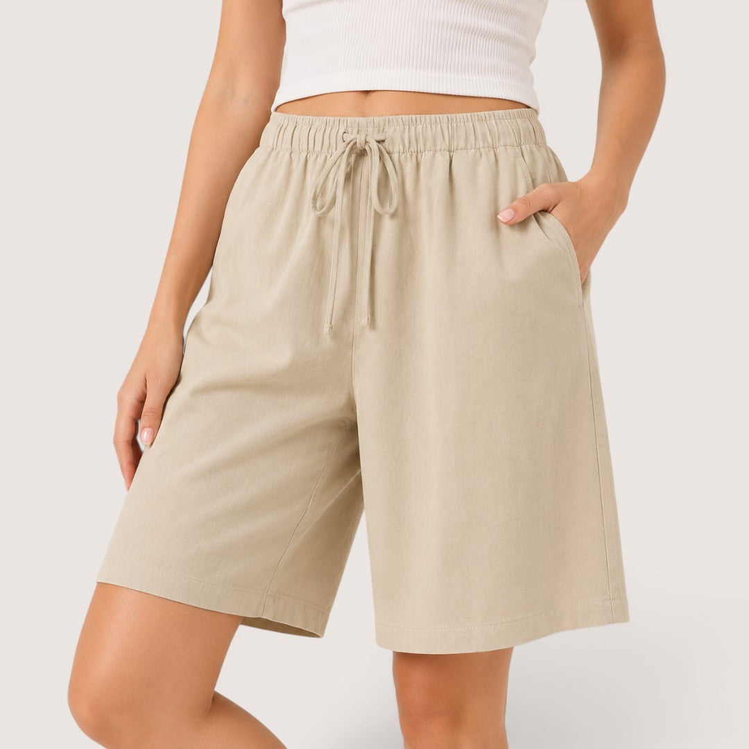 Marike | Damen Bermuda Shorts Loose Fit Tunnelzug - Black - Image 5