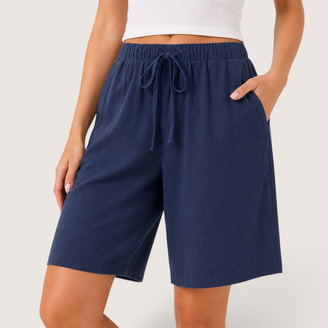 Marike | Damen Bermuda Shorts Loose Fit Tunnelzug - Black - Image 6