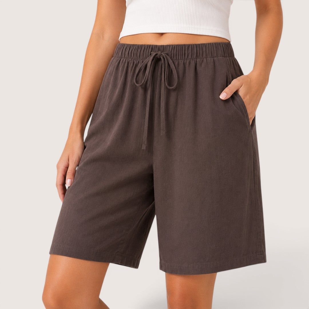 Marike | Damen Bermuda Shorts Loose Fit Tunnelzug - Black - Image 7