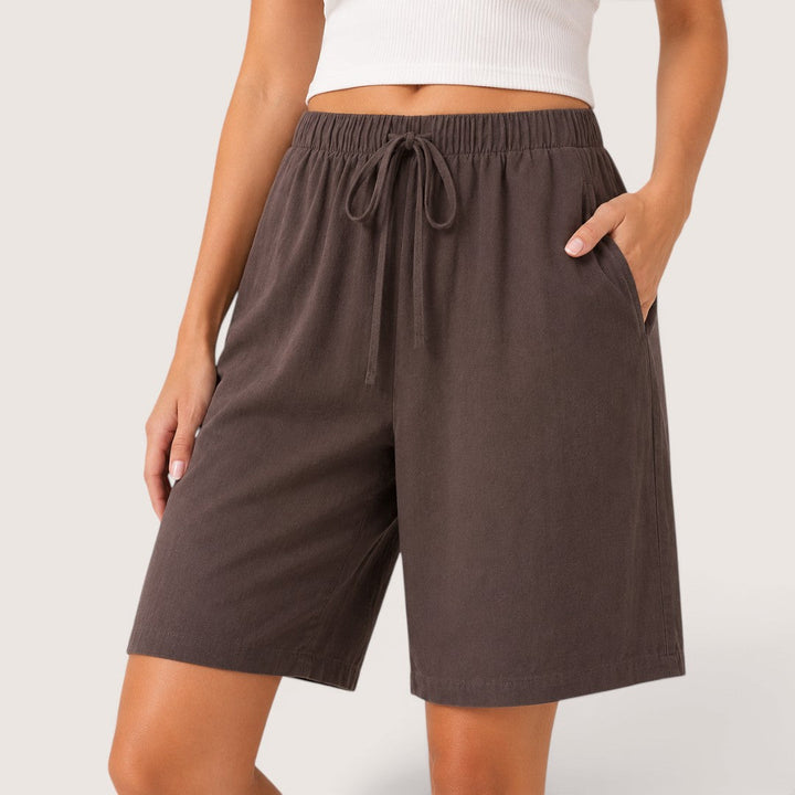 Marike | Damen Bermuda Shorts Loose Fit Tunnelzug - Black - Image 7