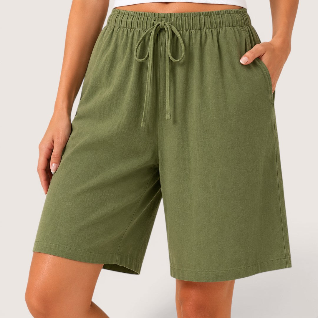 Marike | Damen Bermuda Shorts Loose Fit Tunnelzug - Black - Image 8