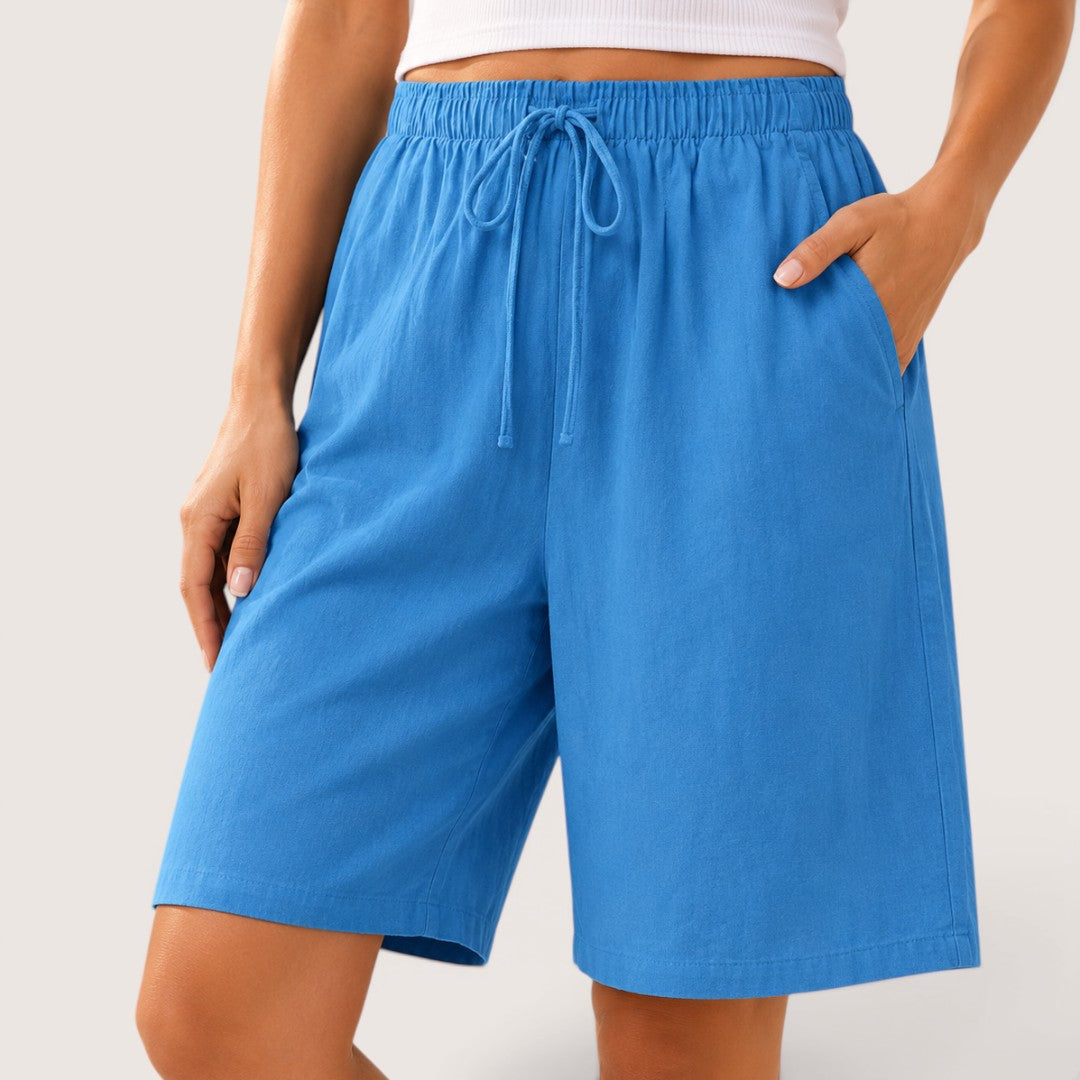 Marike | Damen Bermuda Shorts Loose Fit Tunnelzug - Black - Image 9