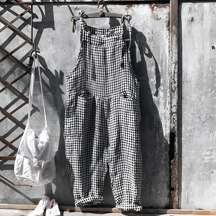 Marike | Damen Gestreifte Weite Latzhose mit Taschen - Striped - Image 3