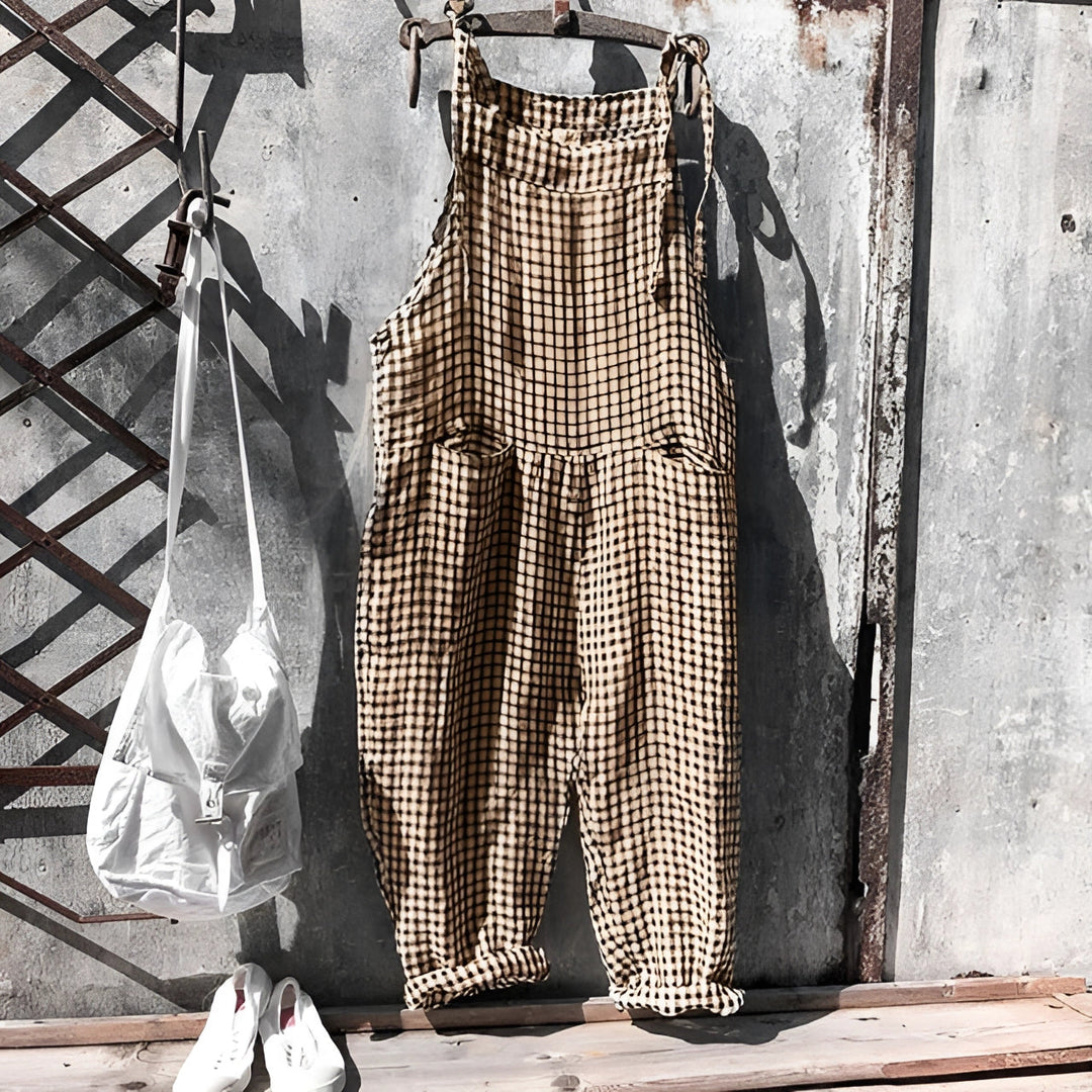 Marike | Damen Gestreifte Weite Latzhose mit Taschen - Striped - Image 4