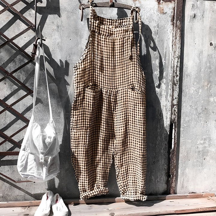 Marike | Damen Gestreifte Weite Latzhose mit Taschen - Striped - Image 4