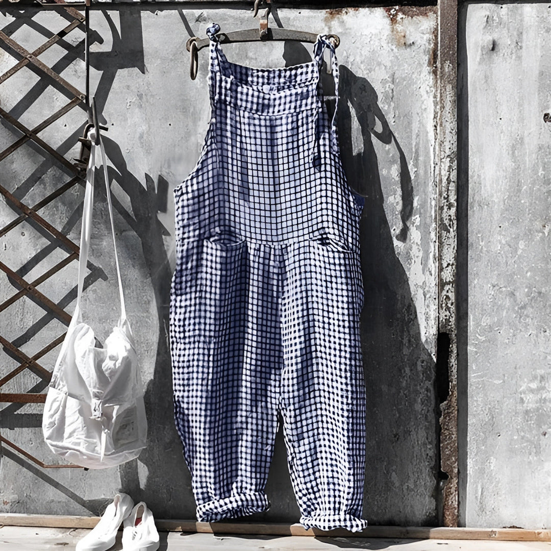 Marike | Damen Gestreifte Weite Latzhose mit Taschen - Striped - Image 6