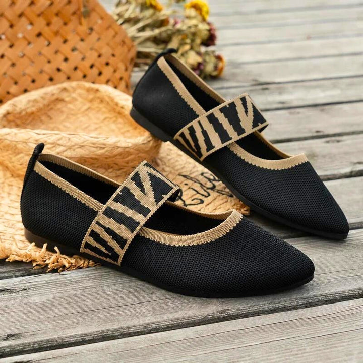 Marlena | Damen Mary Jane Karomuster Ballerinas - Beige - Image 5