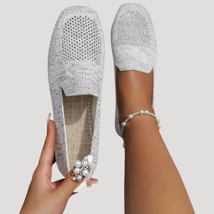 Marlene | Damen Slip-On Gestrickte Sneaker - Grey - Image 5