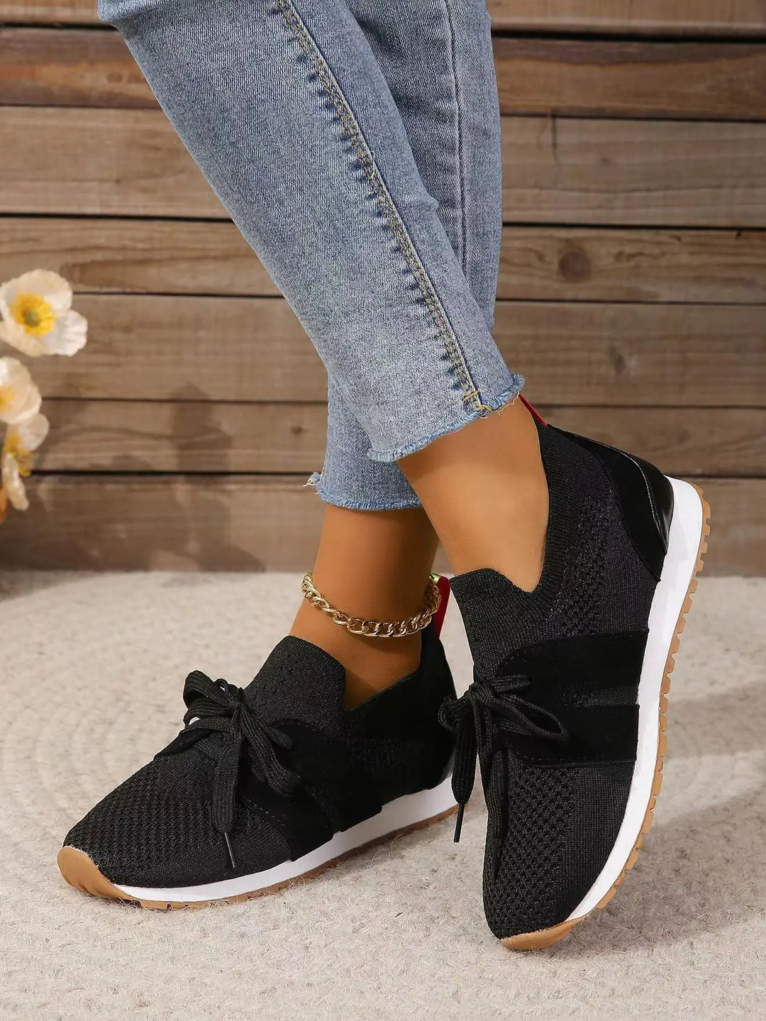 Marlene | Damen Slip-On Sneaker mit Schleife - Black - Image 1