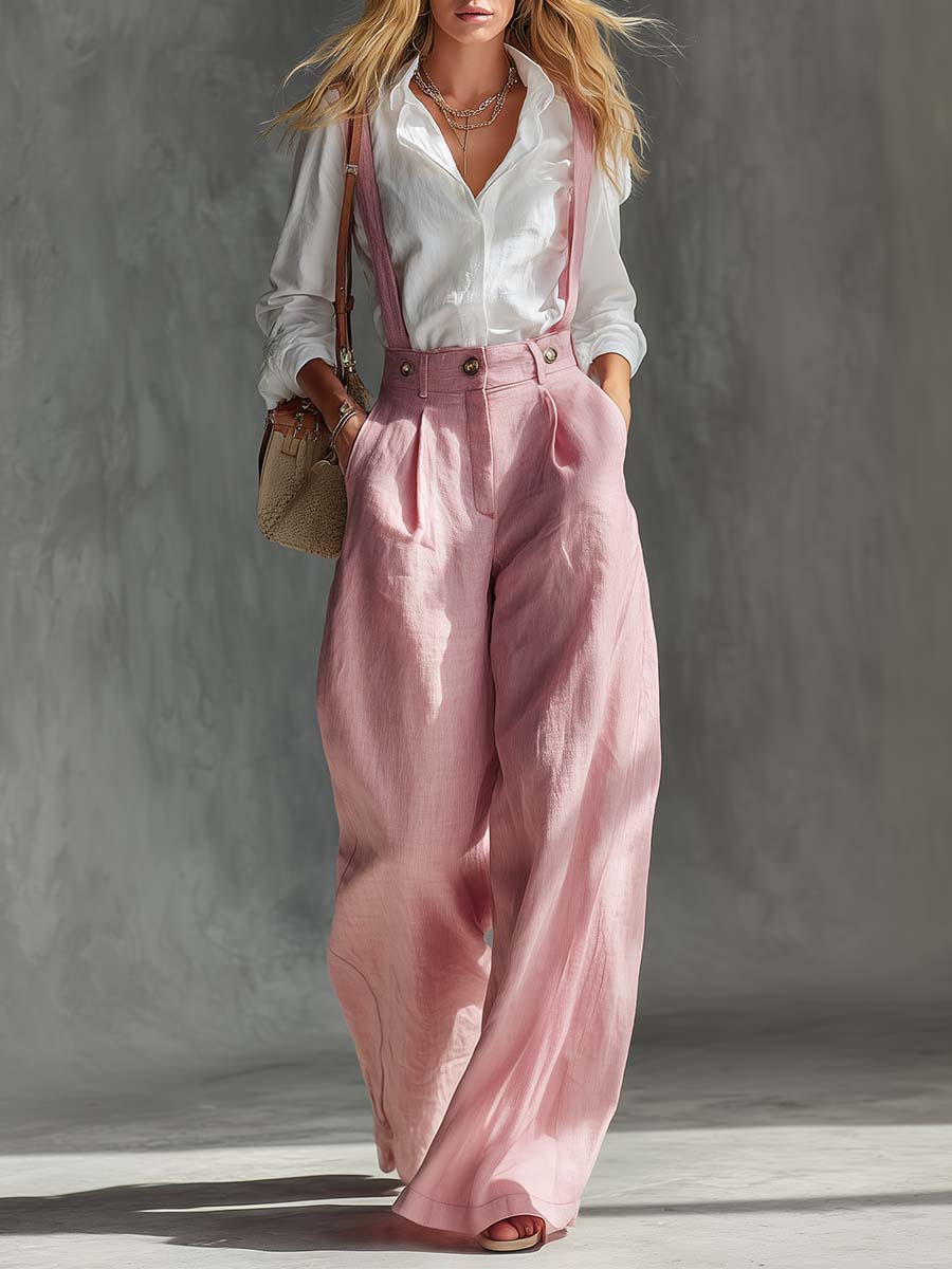 Marlice | Damen Wide Leg Latzhose - Pink - Image 1