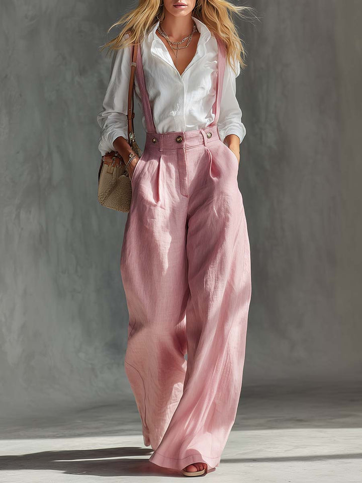 Marlice | Damen Wide Leg Latzhose - Pink - Image 1