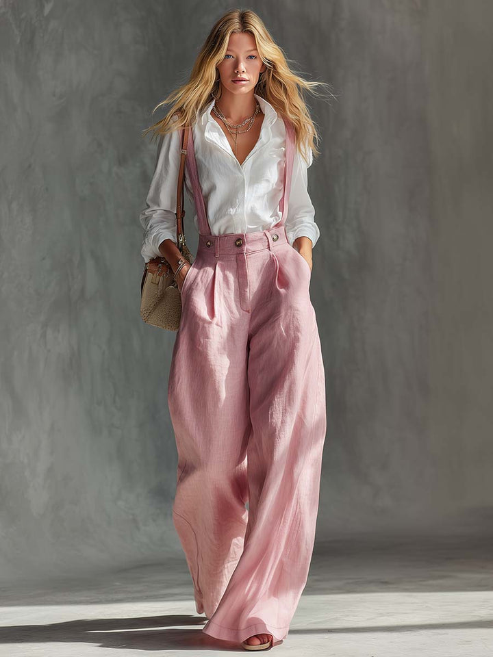 Marlice | Damen Wide Leg Latzhose - Pink - Image 3