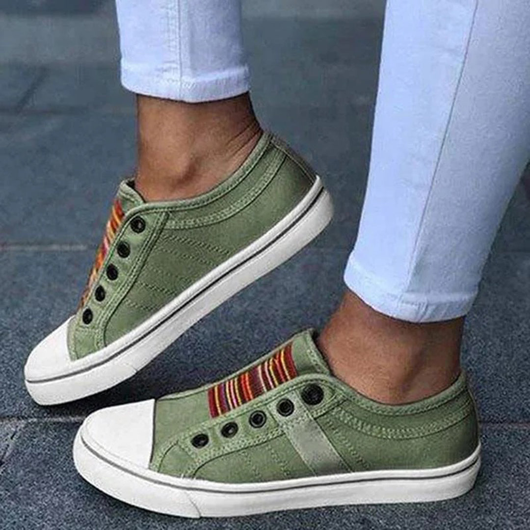 Marlies | Damen Casual Sneaker mit Streifendetail - Grey - Image 3