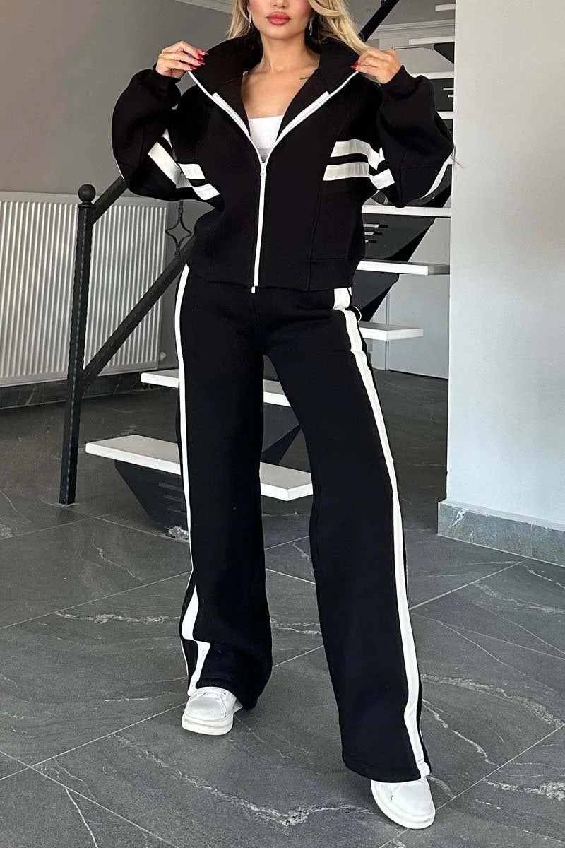 Marlies | Damen Trainingsanzug Set Reißverschluss Jacke Hose - White - Image 2