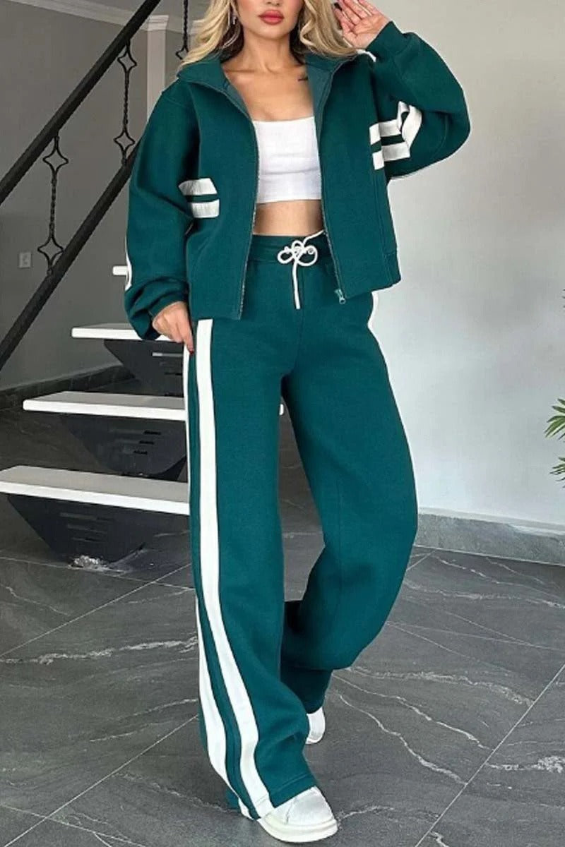 Marlies | Damen Trainingsanzug Set Reißverschluss Jacke Hose - White - Image 3