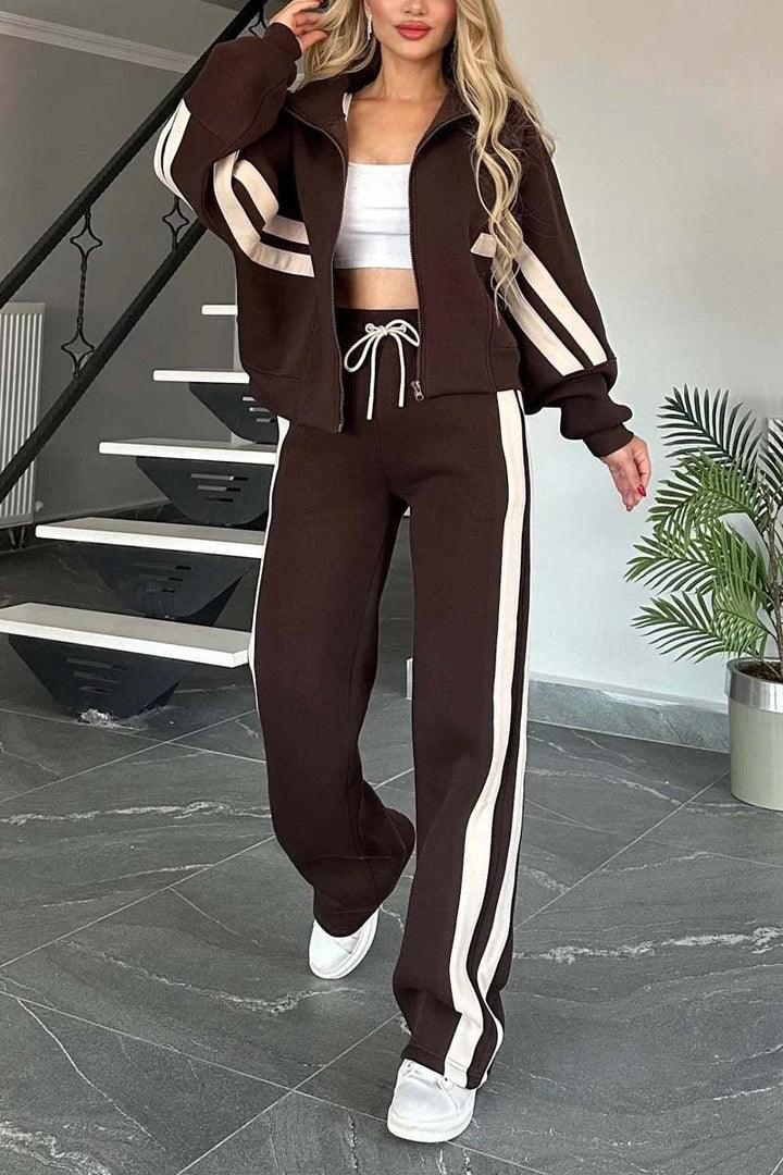 Marlies | Damen Trainingsanzug Set Reißverschluss Jacke Hose - White - Image 4