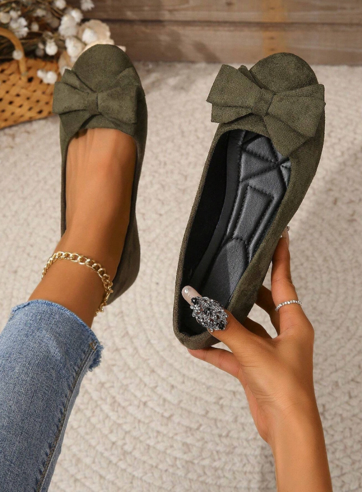 Marlotta | Damen Ballerinas mit Schleife - Green - Image 1