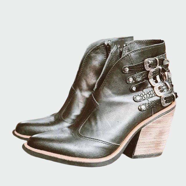 Marveld | Damen Stiefeletten Blockabsatz Western-Stil - Black - Image 1