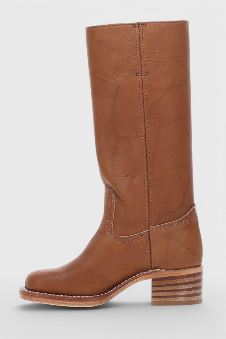 Marvike | Damen Kniehohe Stiefel mit Blockabsatz - Camel - Image 11