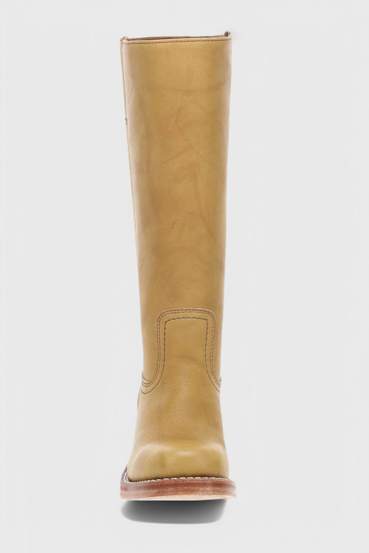 Marvike | Damen Kniehohe Stiefel mit Blockabsatz - Camel - Image 15