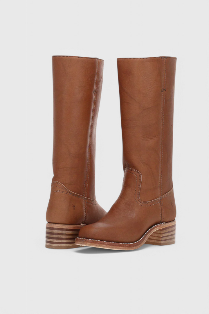 Marvike | Damen Kniehohe Stiefel mit Blockabsatz - Camel - Image 3