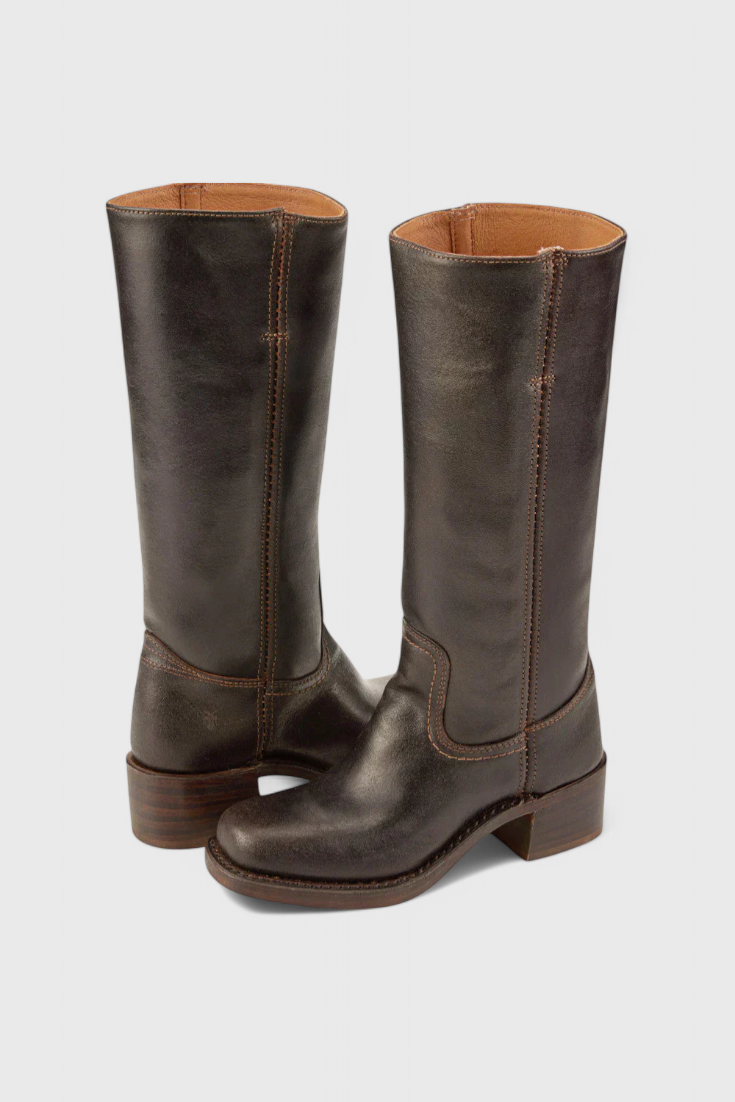Marvike | Damen Kniehohe Stiefel mit Blockabsatz - Camel - Image 6