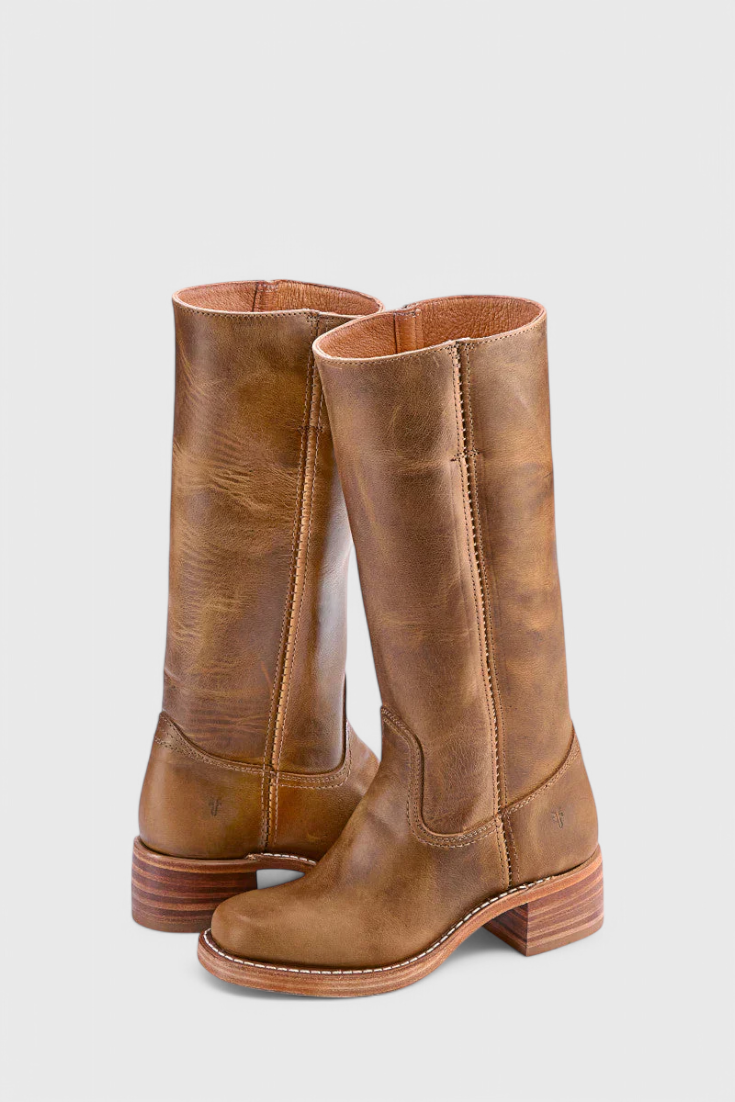 Marvike | Damen Kniehohe Stiefel mit Blockabsatz - Camel - Image 7