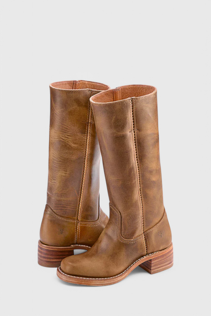 Marvike | Damen Kniehohe Stiefel mit Blockabsatz - Camel - Image 7