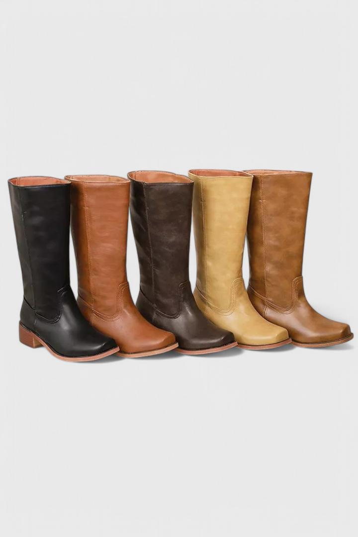 Marvike | Damen Kniehohe Stiefel mit Blockabsatz - Camel - Image 8