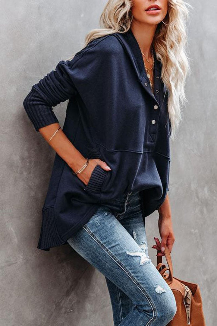 Mathilda | Damen Kapuzen-Tunika Oversize Hoodie Langarm - White - Image 7
