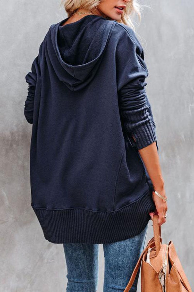 Mathilda | Damen Kapuzen-Tunika Oversize Hoodie Langarm - White - Image 9