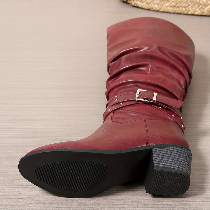 Mathilda | Damen Kniehohe Stiefel Slouchy mit Schnalle - Black - Image 12