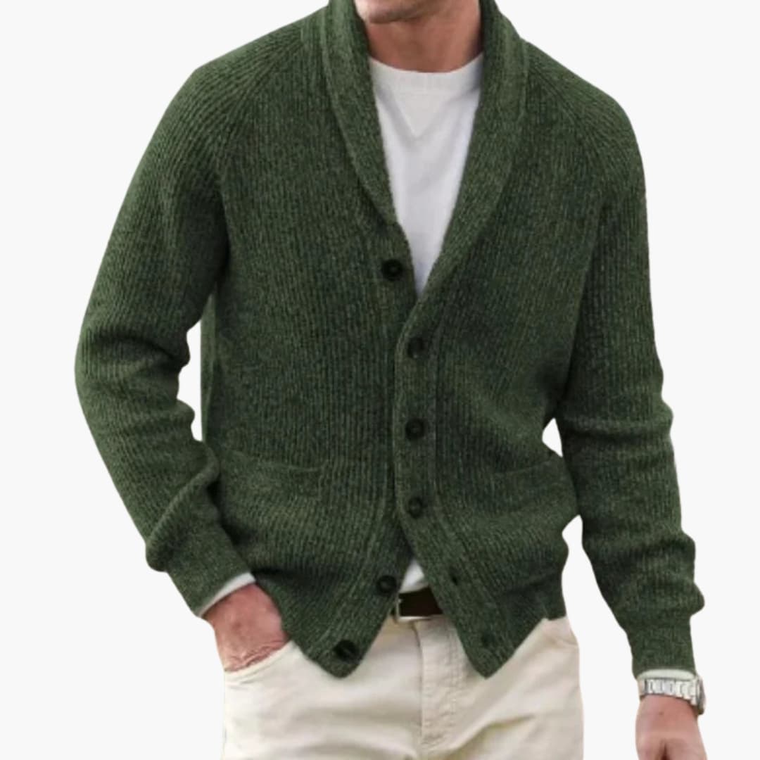 Matteo | Herren Schalkragen Strickjacke mit Knöpfen - Dark Grey - Image 3