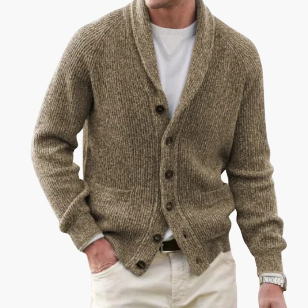 Matteo | Herren Schalkragen Strickjacke mit Knöpfen - Dark Grey - Image 4