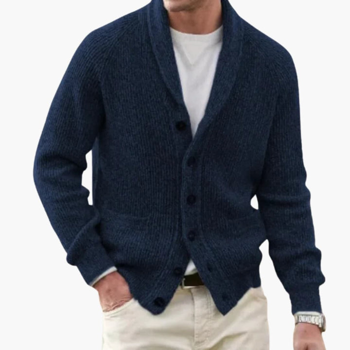Matteo | Herren Schalkragen Strickjacke mit Knöpfen - Dark Grey - Image 5