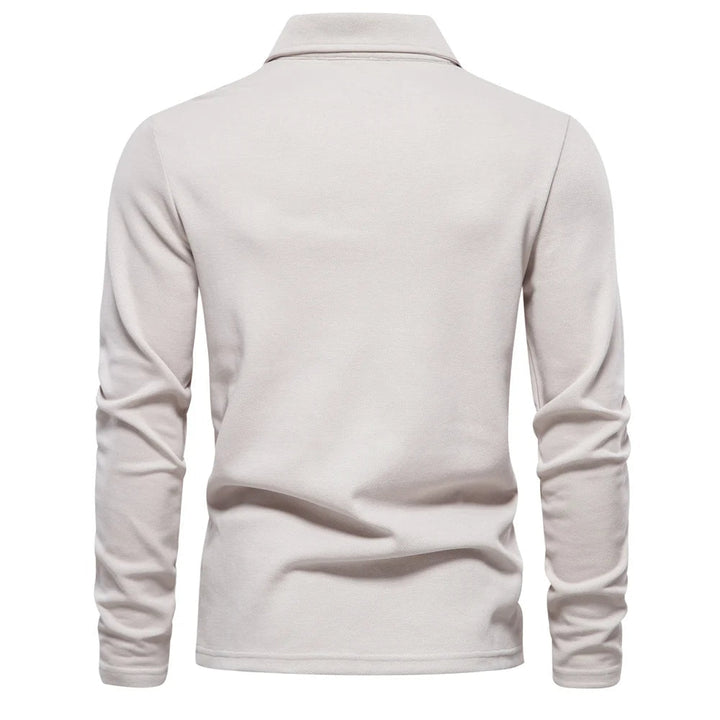 Matthias | Herren Langarm Poloshirt mit Polokragen - Beige - Image 2