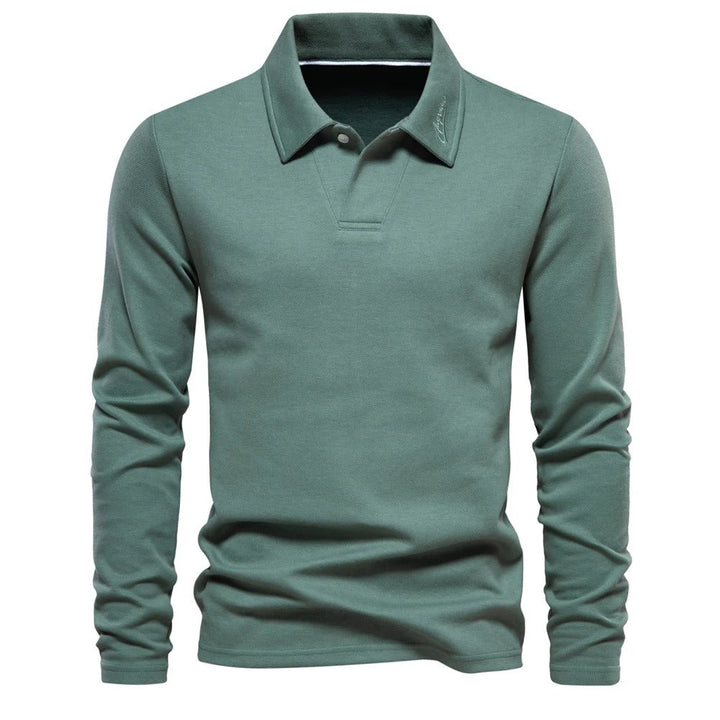 Matthias | Herren Langarm Poloshirt mit Polokragen - Beige - Image 3