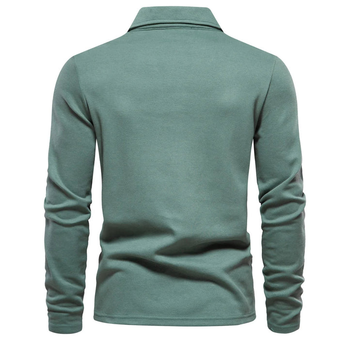 Matthias | Herren Langarm Poloshirt mit Polokragen - Beige - Image 4