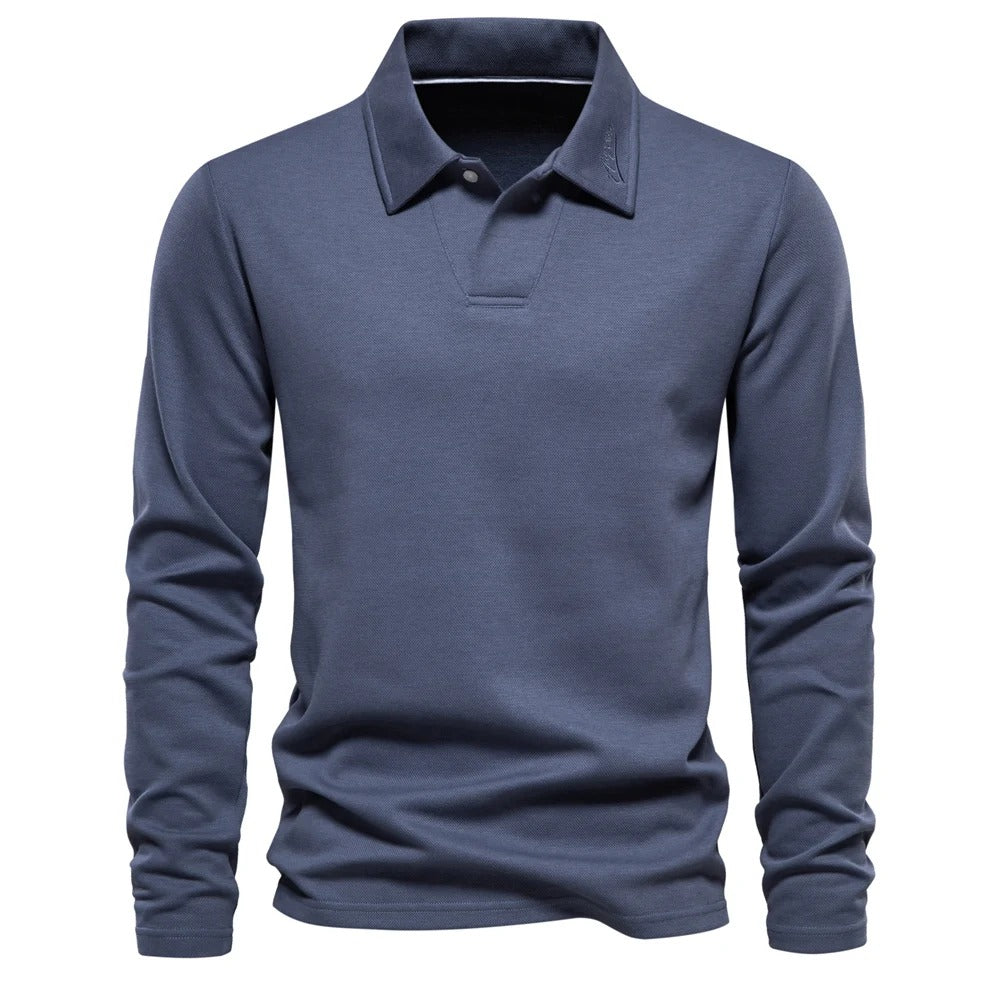 Matthias | Herren Langarm Poloshirt mit Polokragen - Beige - Image 5