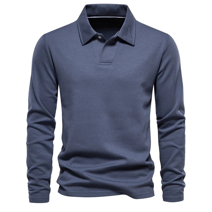 Matthias | Herren Langarm Poloshirt mit Polokragen - Beige - Image 5