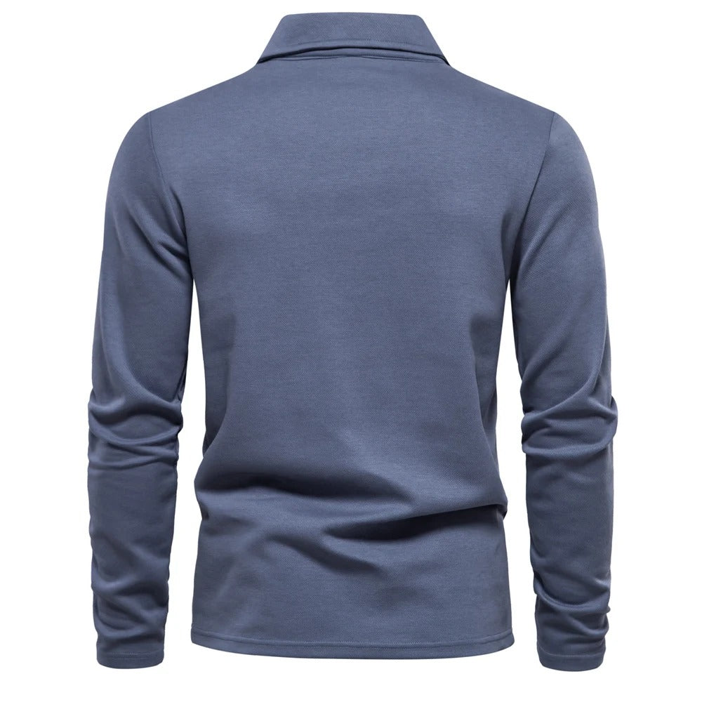 Matthias | Herren Langarm Poloshirt mit Polokragen - Beige - Image 6