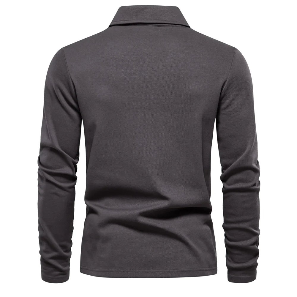 Matthias | Herren Langarm Poloshirt mit Polokragen - Beige - Image 7