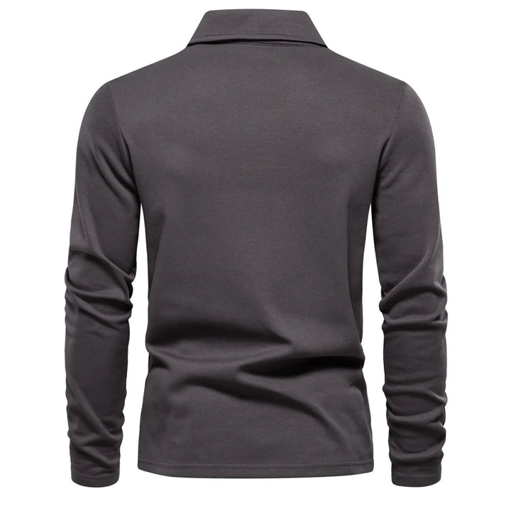 Matthias | Herren Langarm Poloshirt mit Polokragen - Beige - Image 7